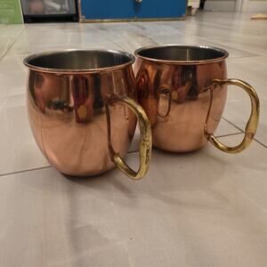 OGGI Copper Brass handled Mugs Set of 2 Russian Mules
